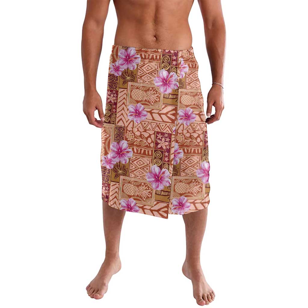 Orange Hawaii Hibiscus With Tropical Flowers Motifs Lavalava - Polynesian Pride