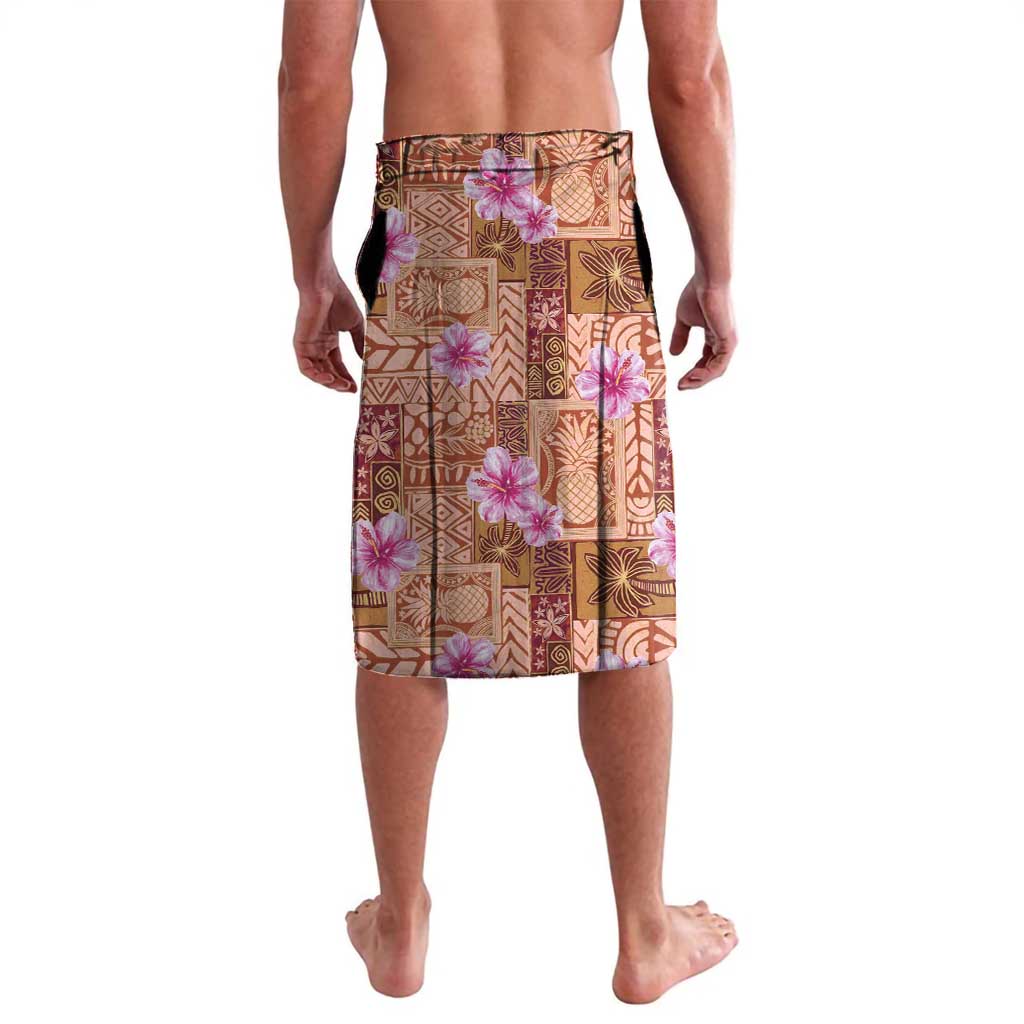 Orange Hawaii Hibiscus With Tropical Flowers Motifs Lavalava - Polynesian Pride