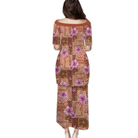 Orange Hawaii Hibiscus With Tropical Flowers Motifs Puletasi - Polynesian Pride