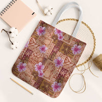 Orange Hawaii Hibiscus With Tropical Flowers Motifs Tote Bag LT14 White Strap One Size Orange - Polynesian Pride