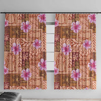 Orange Hawaii Hibiscus With Tropical Flowers Motifs Window Curtain - Polynesian Pride