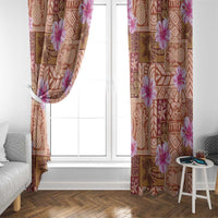 Orange Hawaii Hibiscus With Tropical Flowers Motifs Window Curtain - Polynesian Pride