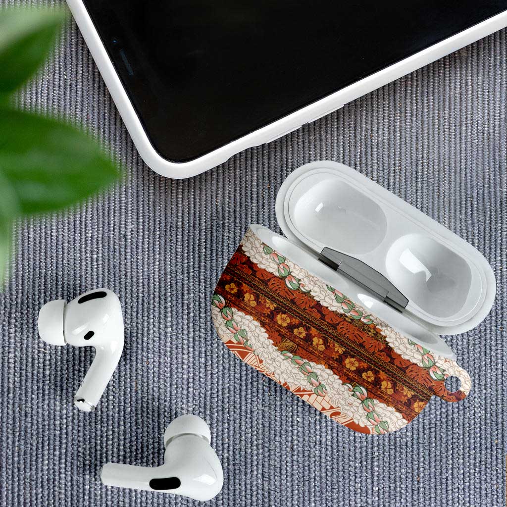 Aloha Hawaii Mikioi Lei AirPods Case Beige Tropical Flower Pattern - Polynesian Pride