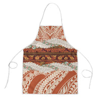 Aloha Hawaii Mikioi Lei Apron Beige Tropical Flower Pattern - Polynesian Pride