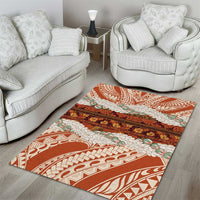 Aloha Hawaii Mikioi Lei Area Rug Beige Tropical Flower Pattern - Polynesian Pride