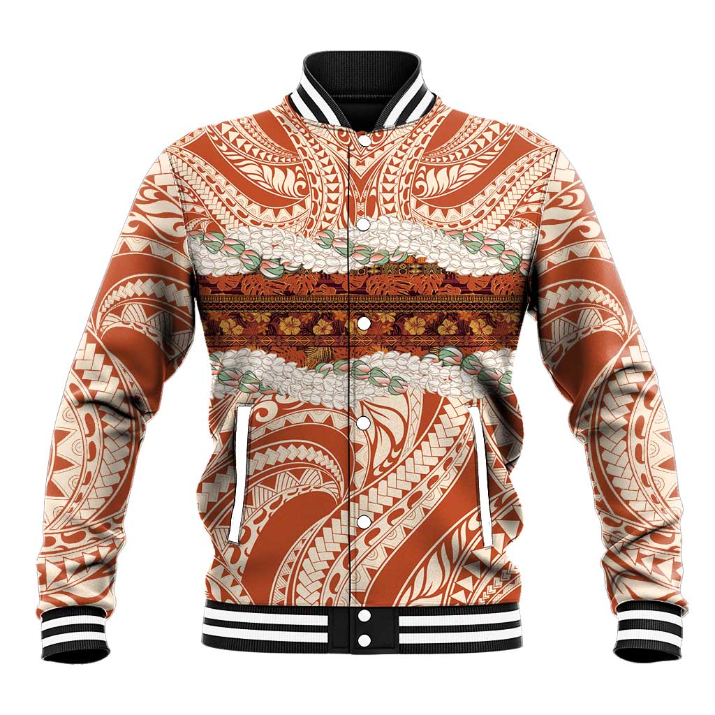 Aloha Hawaii Mikioi Lei Baseball Jacket Beige Tropical Flower Pattern - Polynesian Pride