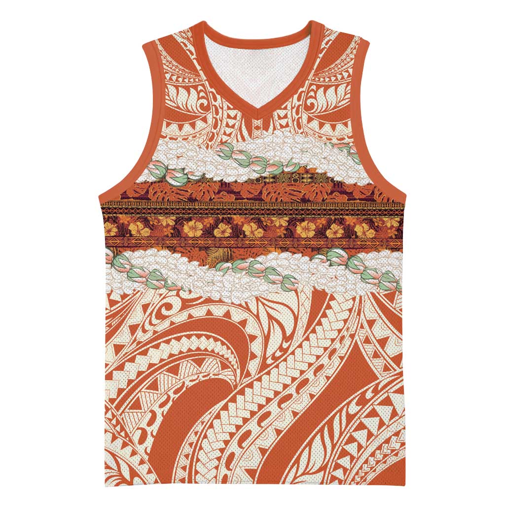 Aloha Hawaii Mikioi Lei Basketball Jersey Beige Tropical Flower Pattern - Polynesian Pride