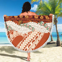 Aloha Hawaii Mikioi Lei Beach Blanket Beige Tropical Flower Pattern - Polynesian Pride