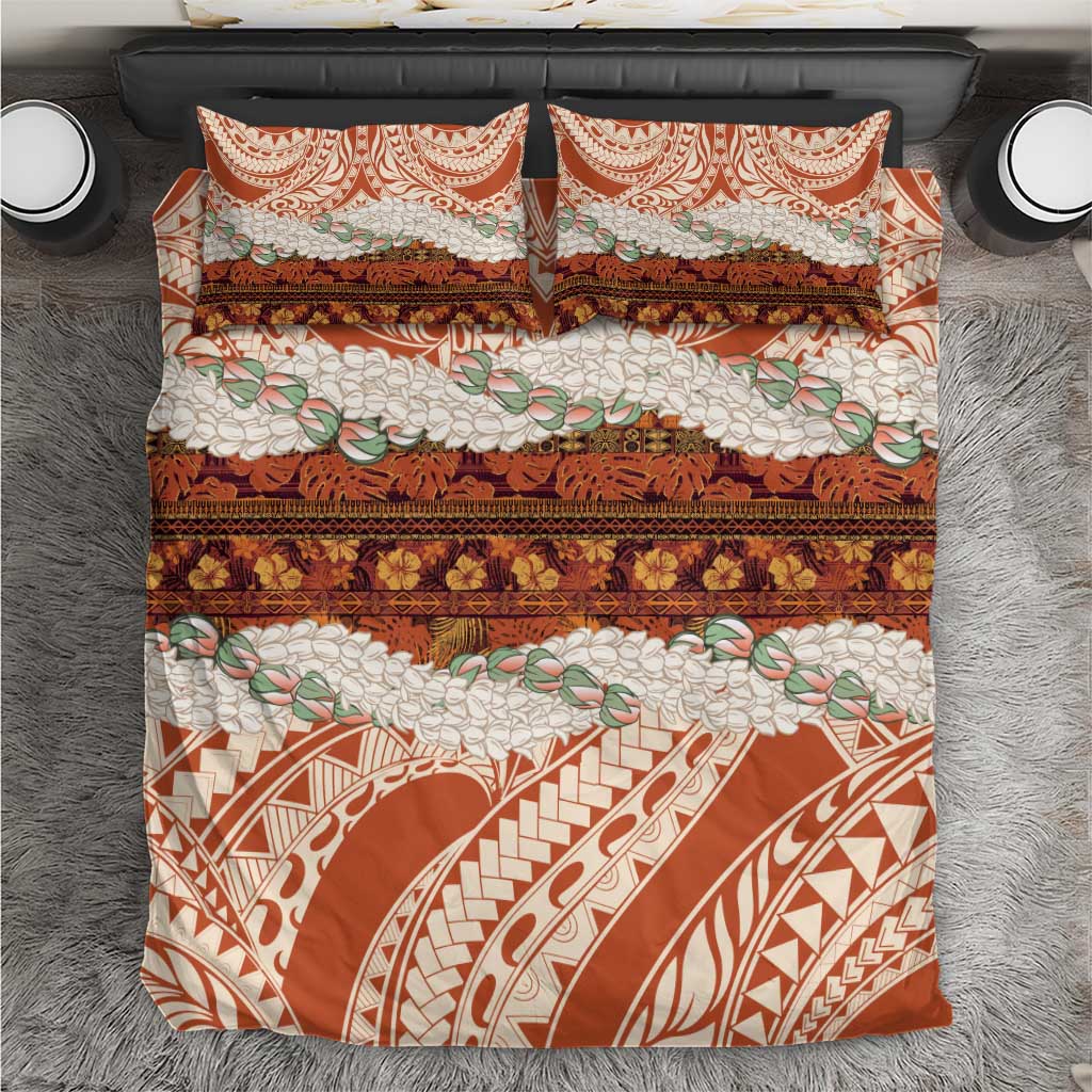 Aloha Hawaii Mikioi Lei Bedding Set Beige Tropical Flower Pattern - Polynesian Pride