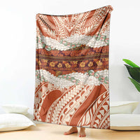 Aloha Hawaii Mikioi Lei Blanket Beige Tropical Flower Pattern - Polynesian Pride