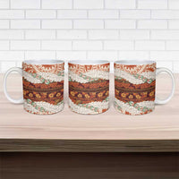 Aloha Hawaii Mikioi Lei Ceramic Mug Beige Tropical Flower Pattern - Polynesian Pride