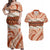 Aloha Hawaii Mikioi Lei Couples Matching Off Shoulder Maxi Dress and Hawaiian Shirt Beige Tropical Flower Pattern - Polynesian Pride