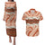 Aloha Hawaii Mikioi Lei Couples Matching Puletasi and Hawaiian Shirt Beige Tropical Flower Pattern - Polynesian Pride