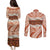 Aloha Hawaii Mikioi Lei Couples Matching Puletasi and Long Sleeve Button Shirt Beige Tropical Flower Pattern - Polynesian Pride