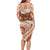 Aloha Hawaii Mikioi Lei Family Matching Long Sleeve Bodycon Dress and Hawaiian Shirt Beige Tropical Flower Pattern - Polynesian Pride