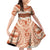 Aloha Hawaii Mikioi Lei Family Matching Off Shoulder Short Dress and Hawaiian Shirt Beige Tropical Flower Pattern - Polynesian Pride