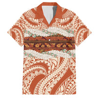 Aloha Hawaii Mikioi Lei Family Matching Off Shoulder Short Dress and Hawaiian Shirt Beige Tropical Flower Pattern - Polynesian Pride