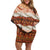 Aloha Hawaii Mikioi Lei Family Matching Off Shoulder Short Dress and Hawaiian Shirt Beige Tropical Flower Pattern - Polynesian Pride