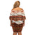 Aloha Hawaii Mikioi Lei Family Matching Off Shoulder Short Dress and Hawaiian Shirt Beige Tropical Flower Pattern - Polynesian Pride