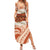 Aloha Hawaii Mikioi Lei Family Matching Summer Maxi Dress and Hawaiian Shirt Beige Tropical Flower Pattern - Polynesian Pride