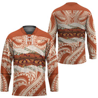 Aloha Hawaii Mikioi Lei Hockey Jersey Beige Tropical Flower Pattern - Polynesian Pride