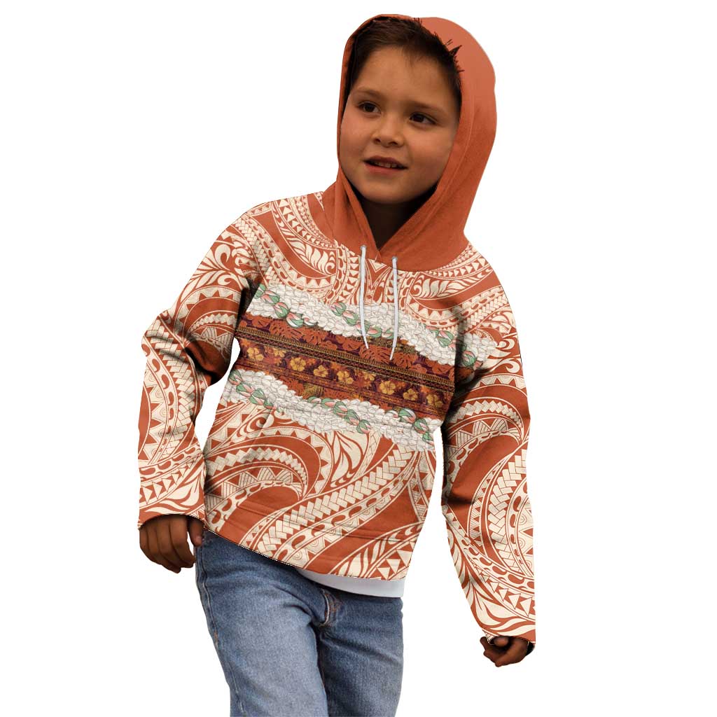 Aloha Hawaii Mikioi Lei Kid Hoodie Beige Tropical Flower Pattern - Polynesian Pride