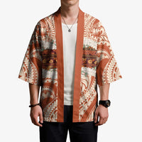 Aloha Hawaii Mikioi Lei Kimono Beige Tropical Flower Pattern - Polynesian Pride