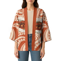 Aloha Hawaii Mikioi Lei Kimono Beige Tropical Flower Pattern - Polynesian Pride