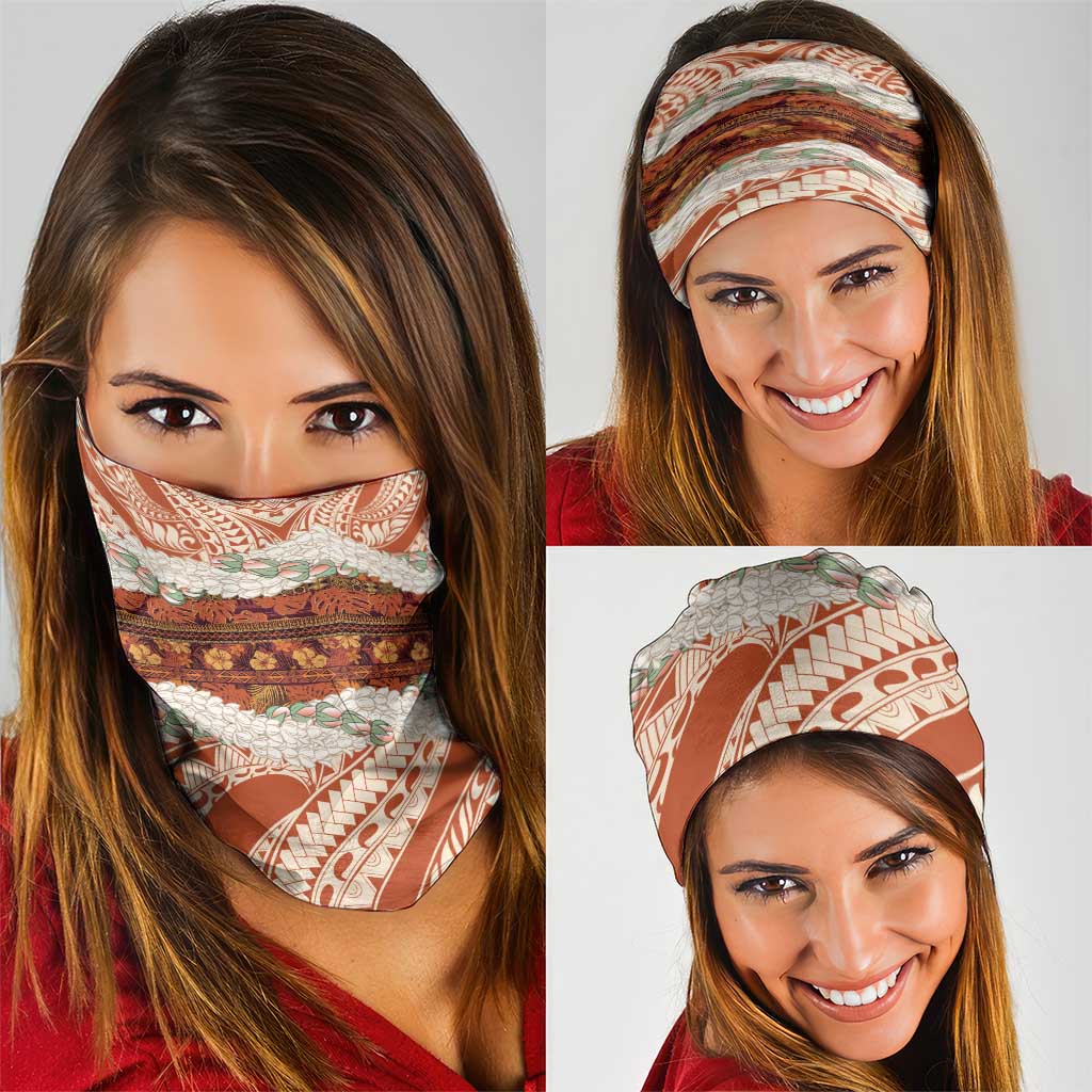 Aloha Hawaii Mikioi Lei Neck Gaiter Beige Tropical Flower Pattern - Polynesian Pride