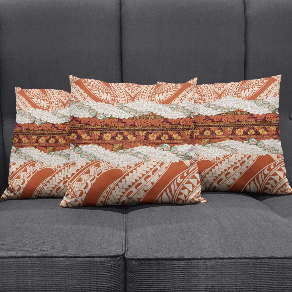 Aloha Hawaii Mikioi Lei Pillow Cover Beige Tropical Flower Pattern - Polynesian Pride