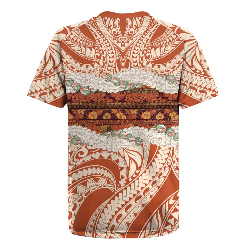 Aloha Hawaii Mikioi Lei Rugby Jersey Beige Tropical Flower Pattern - Polynesian Pride