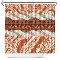 Aloha Hawaii Mikioi Lei Shower Curtain Beige Tropical Flower Pattern - Polynesian Pride