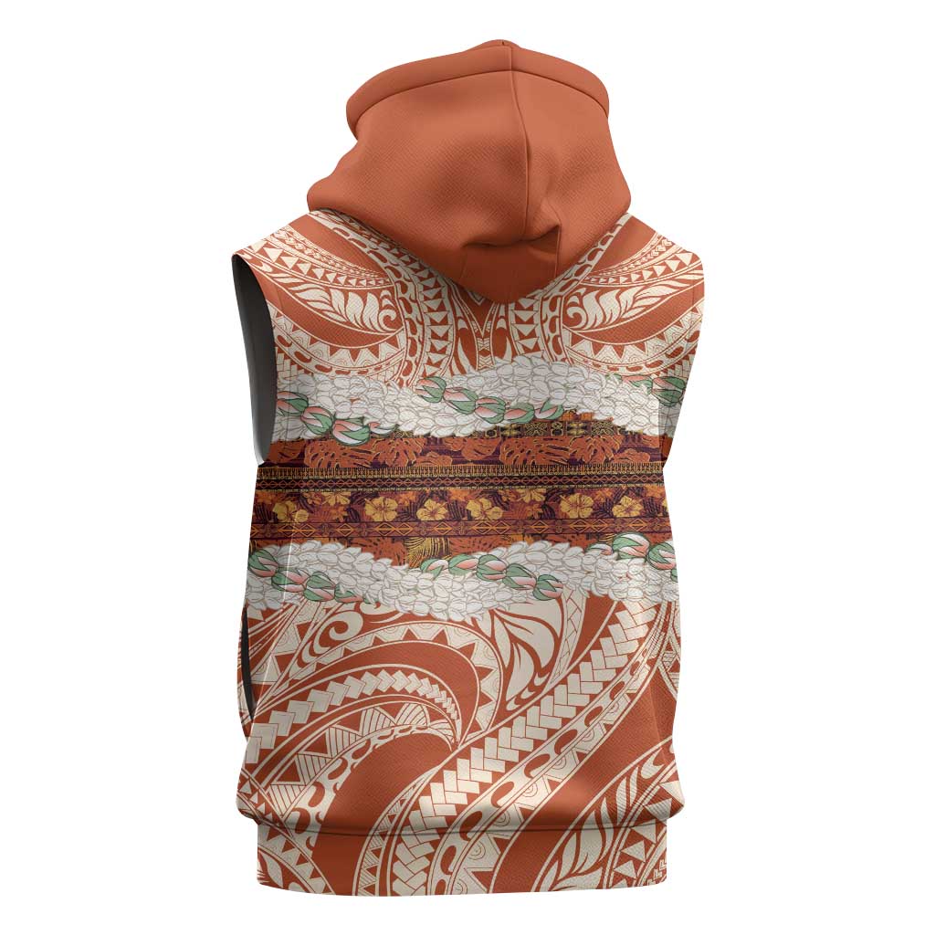 Aloha Hawaii Mikioi Lei Sleeveless Zip Hoodie Beige Tropical Flower Pattern LT14 - Polynesian Pride