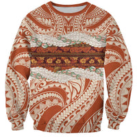 Aloha Hawaii Mikioi Lei Sweatshirt Beige Tropical Flower Pattern - Polynesian Pride