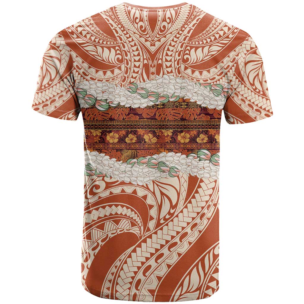 Aloha Hawaii Mikioi Lei T Shirt Beige Tropical Flower Pattern - Polynesian Pride