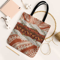 Aloha Hawaii Mikioi Lei Tote Bag Beige Tropical Flower Pattern - Polynesian Pride