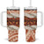 Aloha Hawaii Mikioi Lei Tumbler With Handle Beige Tropical Flower Pattern - Polynesian Pride