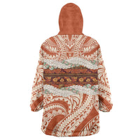 Aloha Hawaii Mikioi Lei Wearable Blanket Hoodie Beige Tropical Flower Pattern - Polynesian Pride