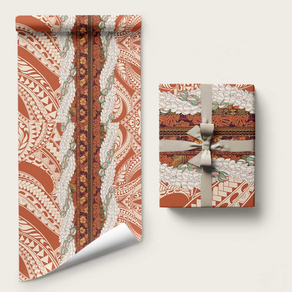 Aloha Hawaii Mikioi Lei Wrapping Paper Beige Tropical Flower Pattern - Polynesian Pride