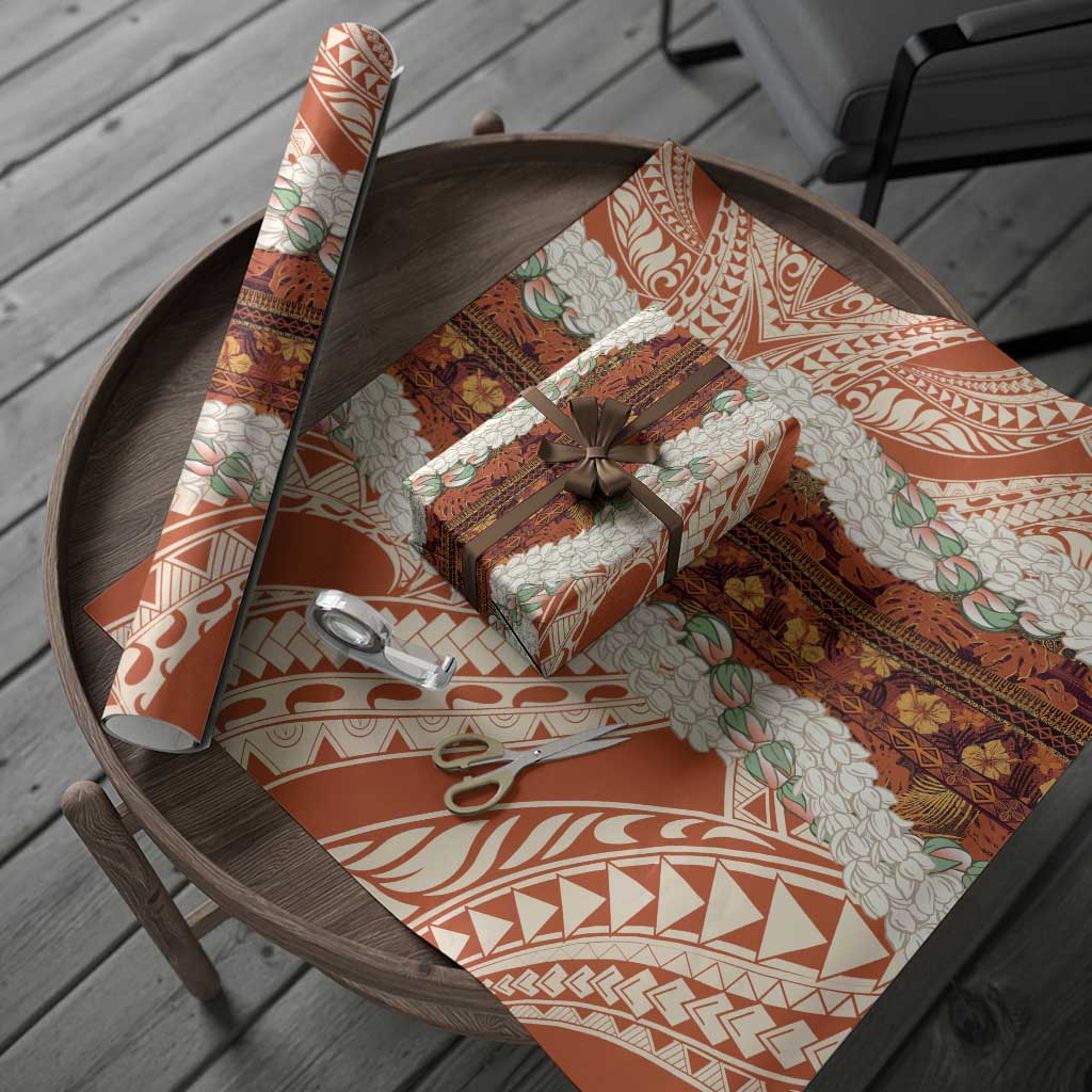 Aloha Hawaii Mikioi Lei Wrapping Paper Beige Tropical Flower Pattern - Polynesian Pride