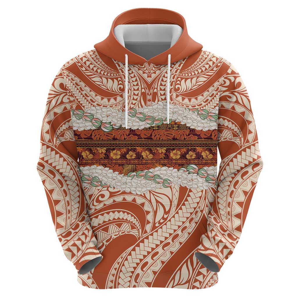 Aloha Hawaii Mikioi Lei Zip Hoodie Beige Tropical Flower Pattern - Polynesian Pride