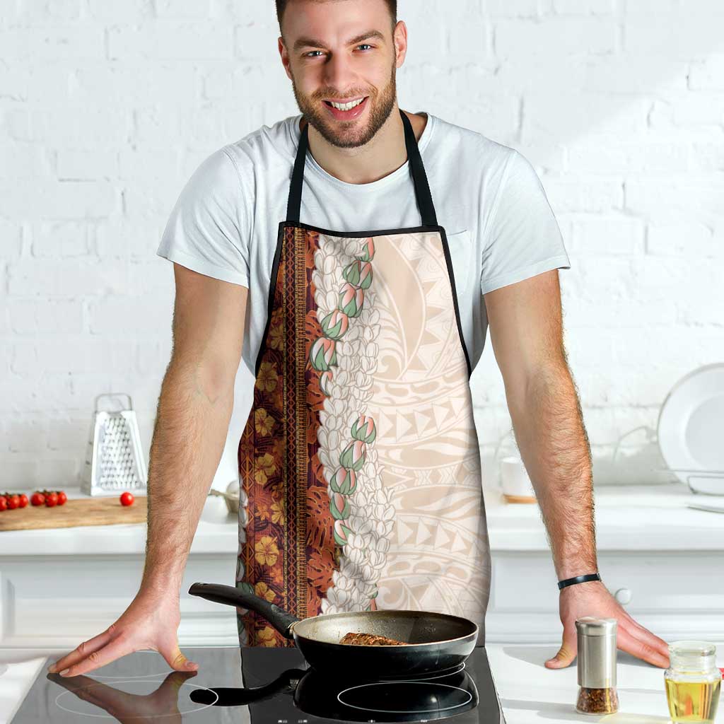 Aloha Hawaii Mikioi Lei Apron Cattail Red Tropical Flower Pattern - Polynesian Pride