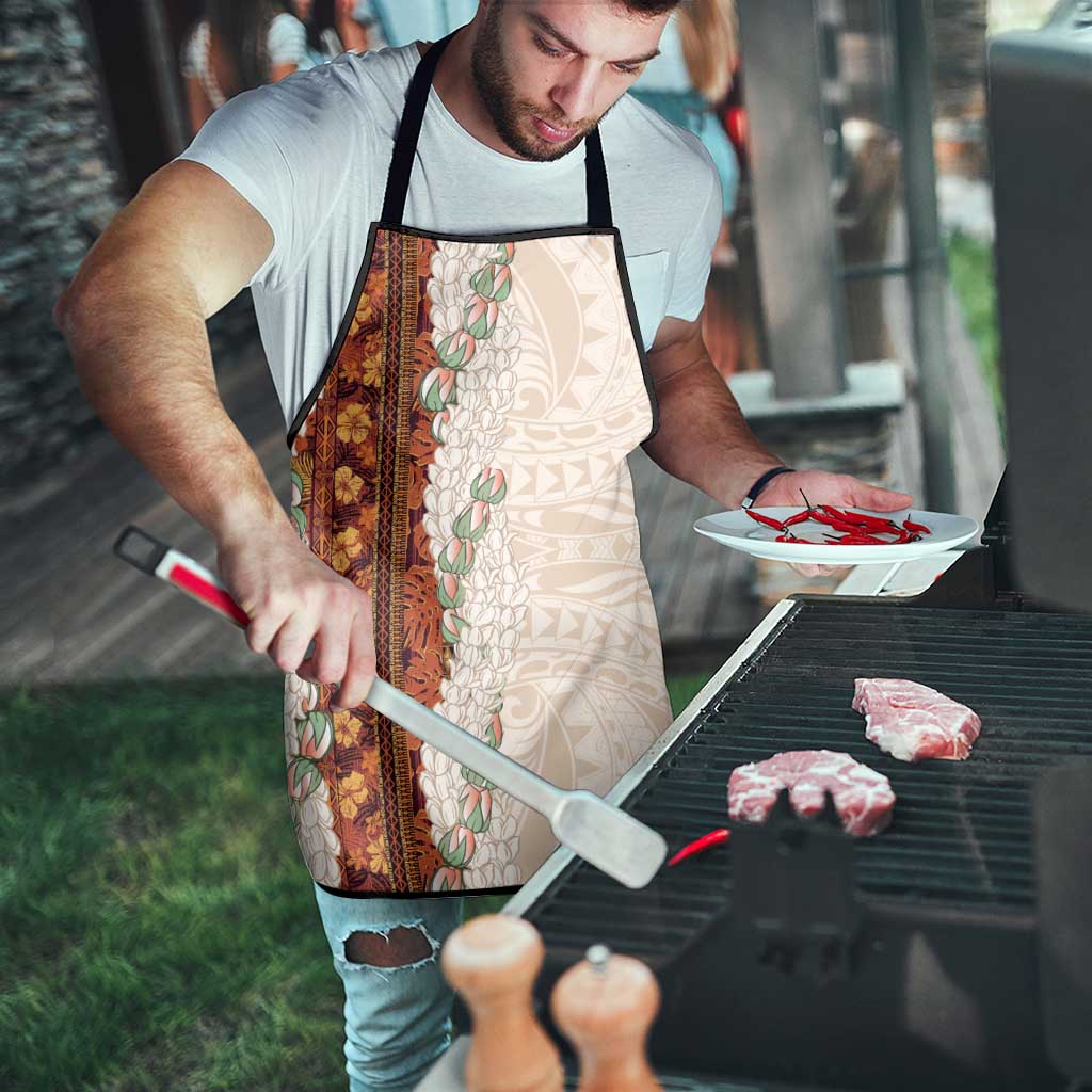 Aloha Hawaii Mikioi Lei Apron Cattail Red Tropical Flower Pattern - Polynesian Pride