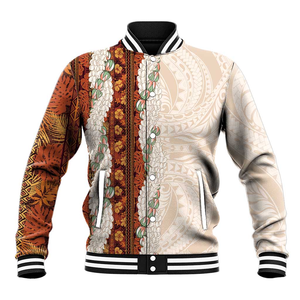 Aloha Hawaii Mikioi Lei Baseball Jacket Cattail Red Tropical Flower Pattern - Polynesian Pride
