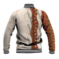 Aloha Hawaii Mikioi Lei Baseball Jacket Cattail Red Tropical Flower Pattern - Polynesian Pride