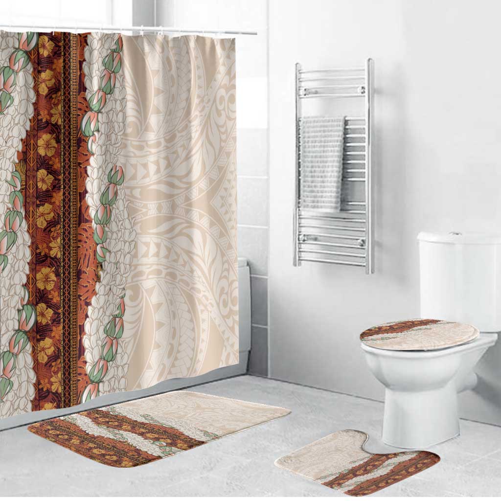 Aloha Hawaii Mikioi Lei Bathroom Set Cattail Red Tropical Flower Pattern - Polynesian Pride