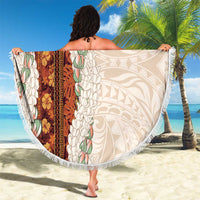 Aloha Hawaii Mikioi Lei Beach Blanket Cattail Red Tropical Flower Pattern - Polynesian Pride