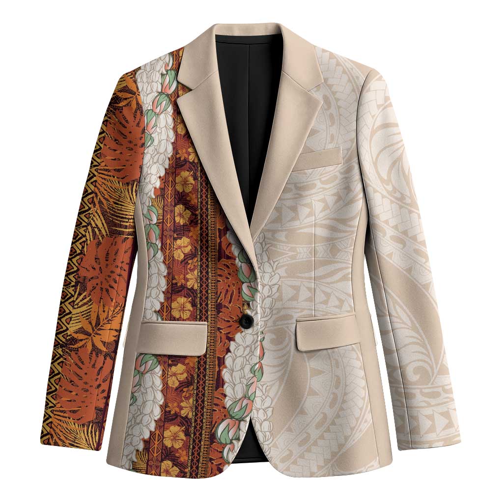 Aloha Hawaii Mikioi Lei Blazer Cattail Red Tropical Flower Pattern - Polynesian Pride