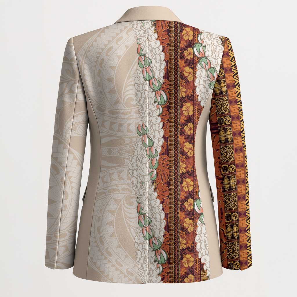 Aloha Hawaii Mikioi Lei Blazer Cattail Red Tropical Flower Pattern - Polynesian Pride