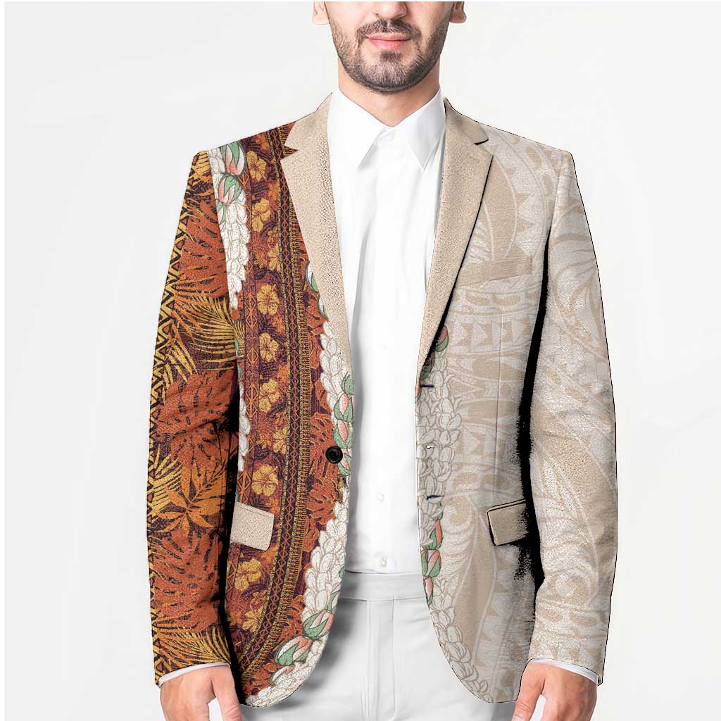 Aloha Hawaii Mikioi Lei Blazer Cattail Red Tropical Flower Pattern - Polynesian Pride